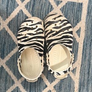 CROCS Black and White Zebra Print Clogs